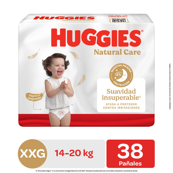 Pañal Huggies Natural Care Xtracare Talla XXG 38 unid